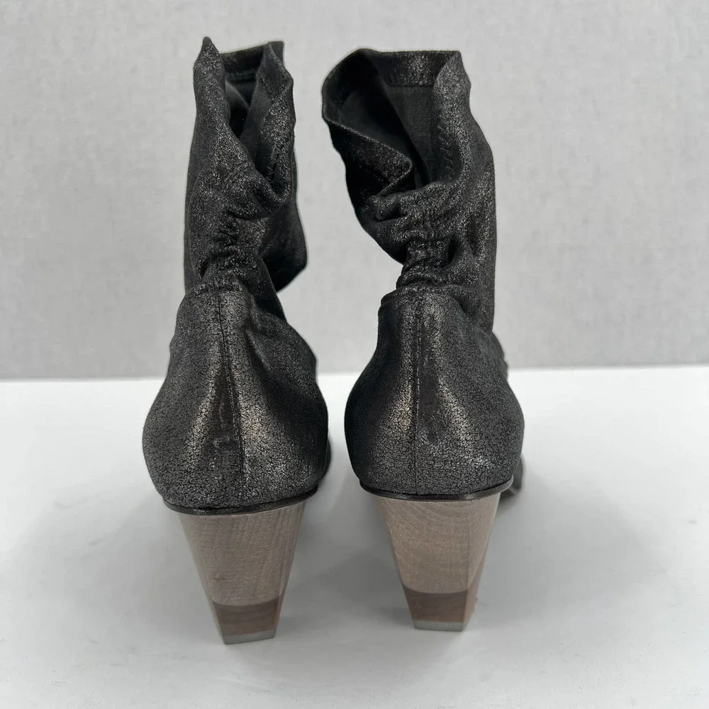 COCLICO Shoes Womens 37 Gray Metallic Juno Boot Stretch Anthracite Scrunch - Picture 3 of 12